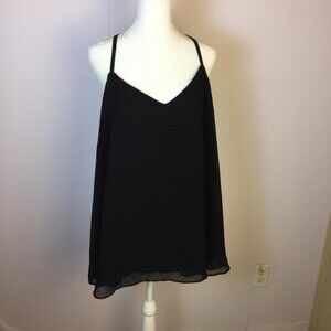Torrid Sophie Camisole Tank Top Size 3X Womans Plus Black V-neck Layered Chiffon